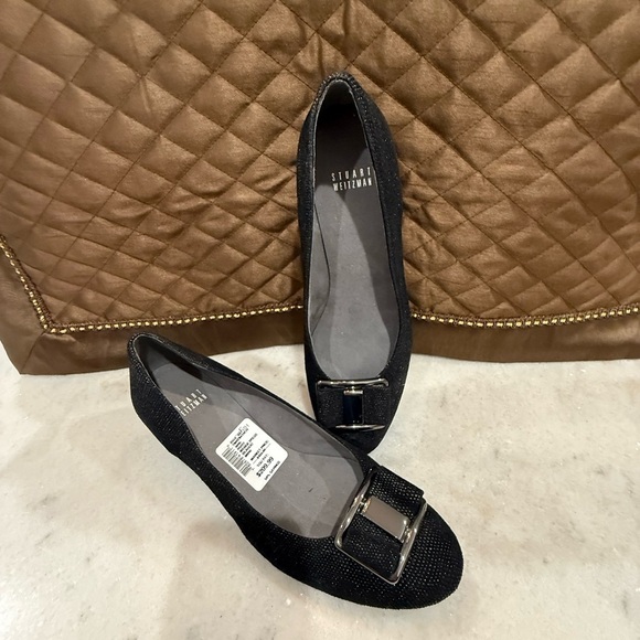 Stuart Weitzman Shoes - Stuart Weitzman Proper Goosebump Bow Women's Black Wedge Pumps Size 9